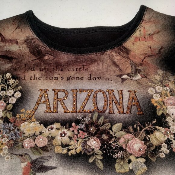Vintage Y2K Arizona Shirt Medium Grand Canyon Native American Teepee Bling - Picture 2 of 15